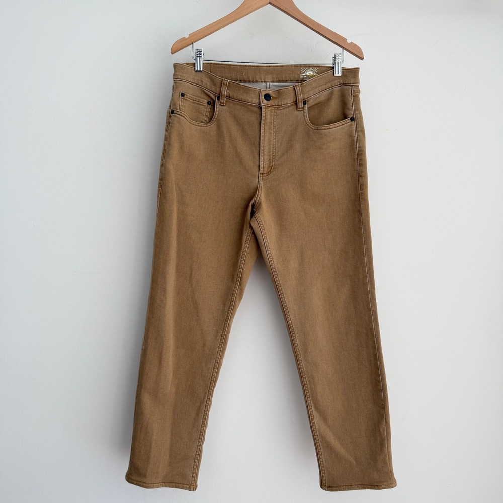 Faherty Pants Mens 34x30 Elk Brown Stretch Terry 5-Pocket